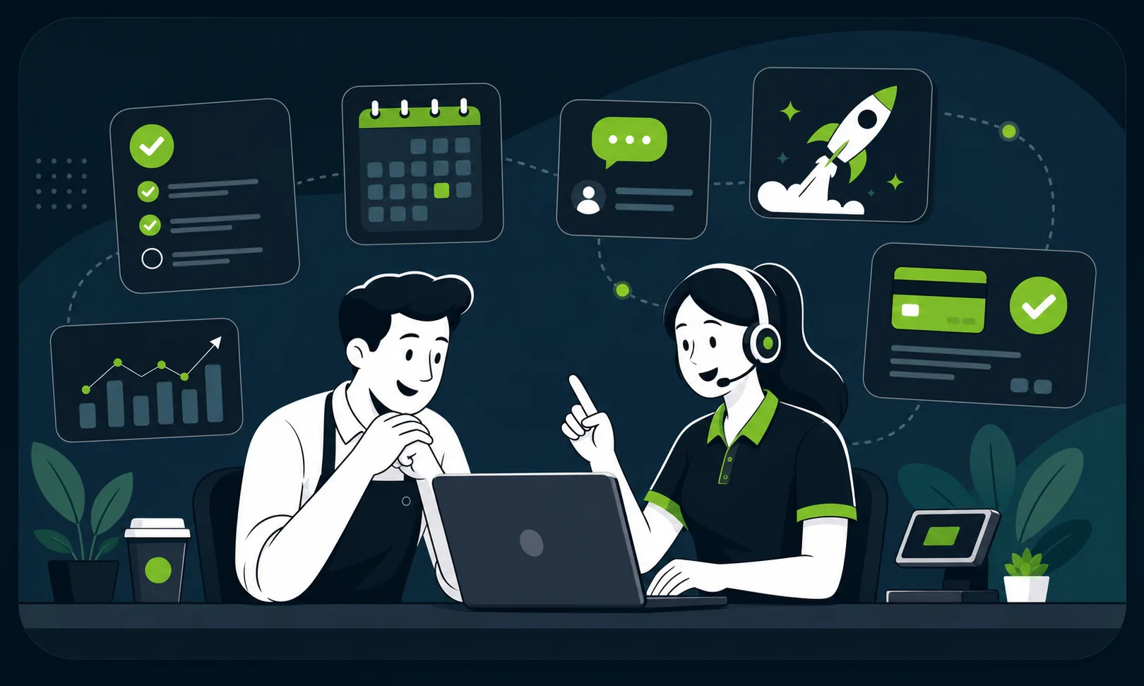 Illustration of restaurant launch support
