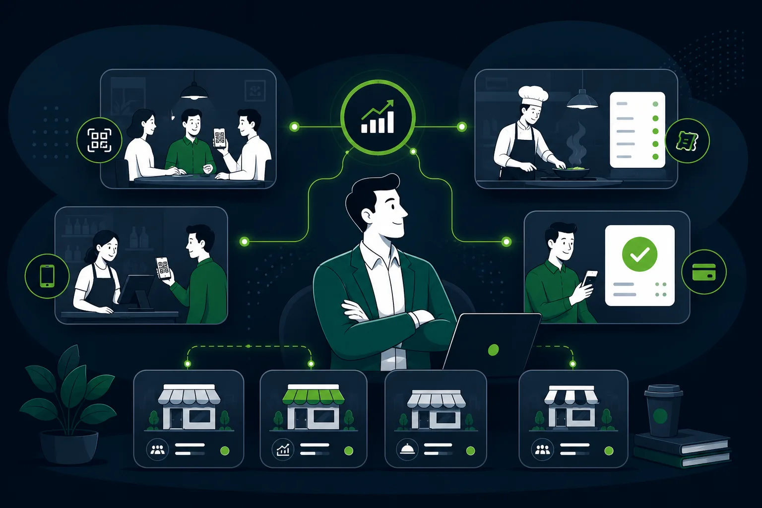 Restaurant teams connected through ScanFirst operations and analytics